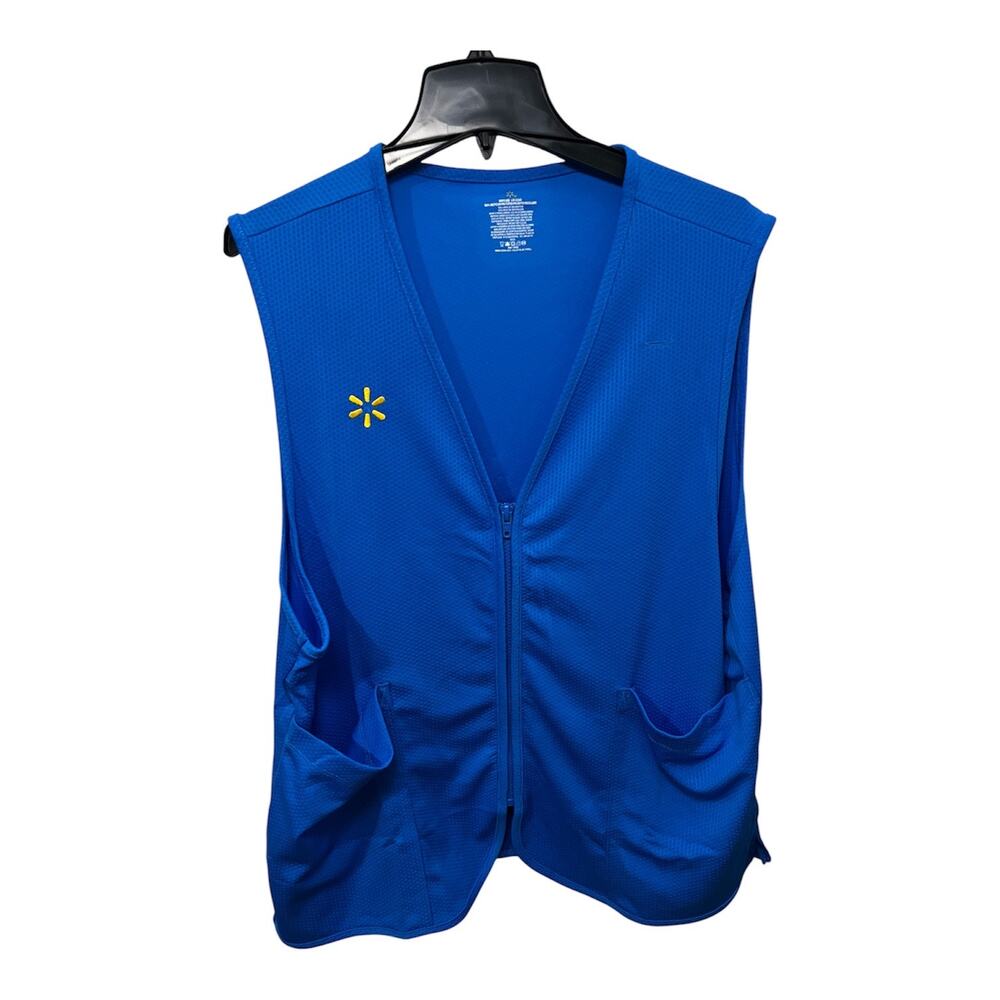 Walmart Employee Vest Men’s Large 42/44 Blue Zip Up Embroidered Logo Pockets